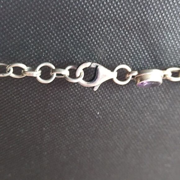 Vintage Faceted Amethyst Garnet Peridot Sterling Silver Cross/Chain & Turquoise - Picture 6 of 12